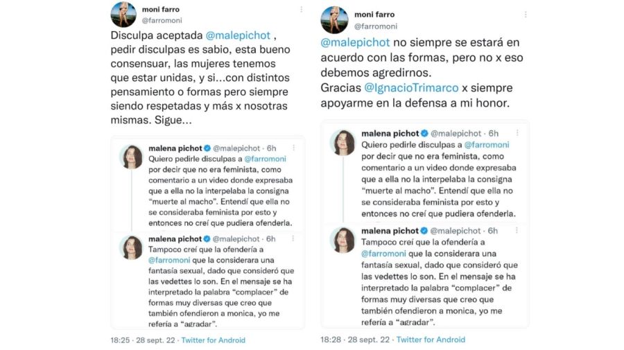 Reacción Mónica Farro por las disculpas de Malena Pichot