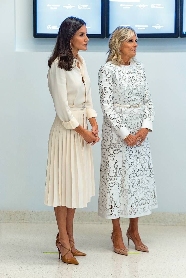 Así fue el encuentro Reina Letizia y Jill Biden: conocé la coincidencia en su look 