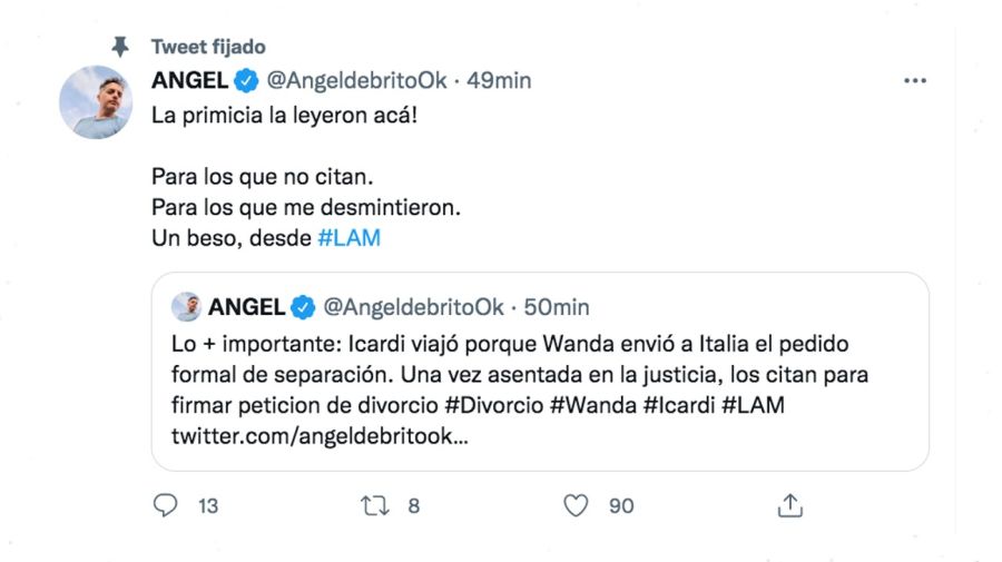 ángel contó que Wanda Nara le pidió el divorcio a Icardi formalmente 