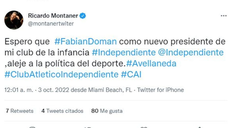 Ricardo Montaner mensaje Fabian Doman