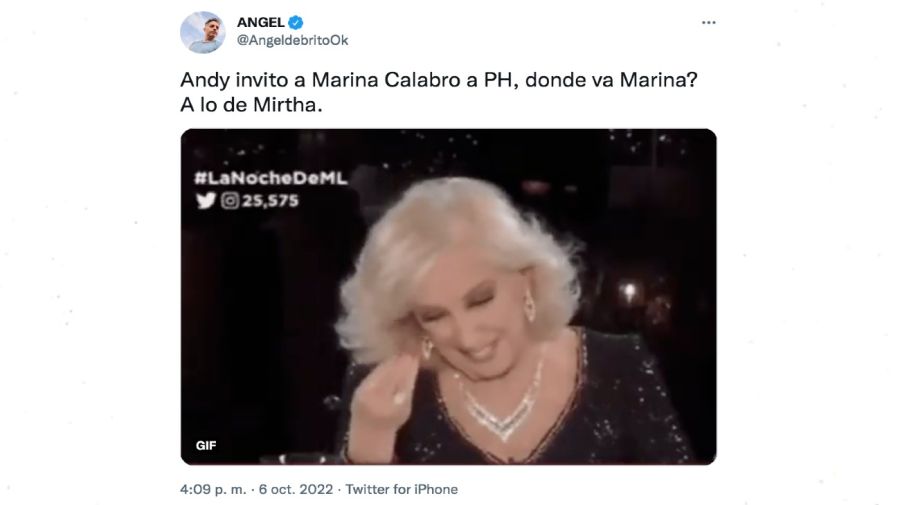 Ángel sobre Mirtha y Andy por Marina Calabró