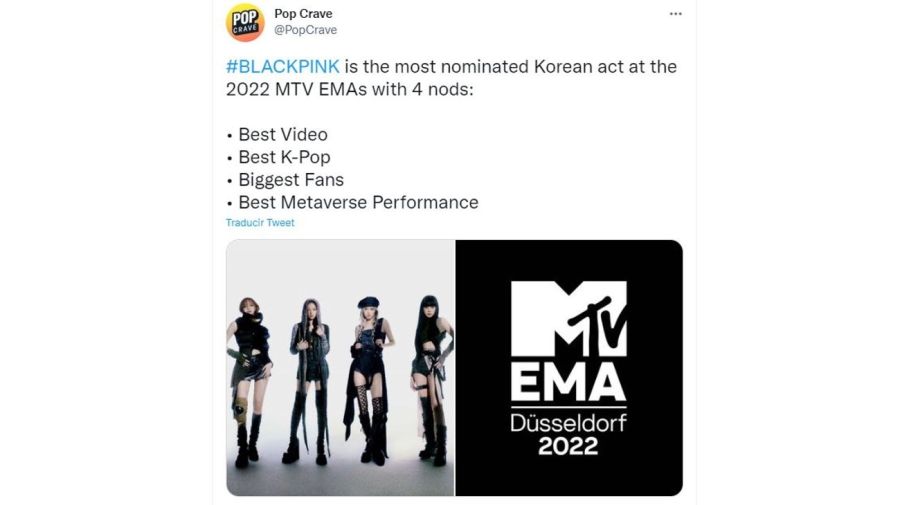 BLACKPINK nominaciones MTV EMAs