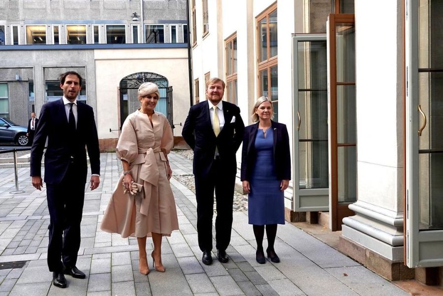 Máxima Zorreguieta elige un vestido rosa para el debut de la princesa Estela de Suecia en una visita de Estado 