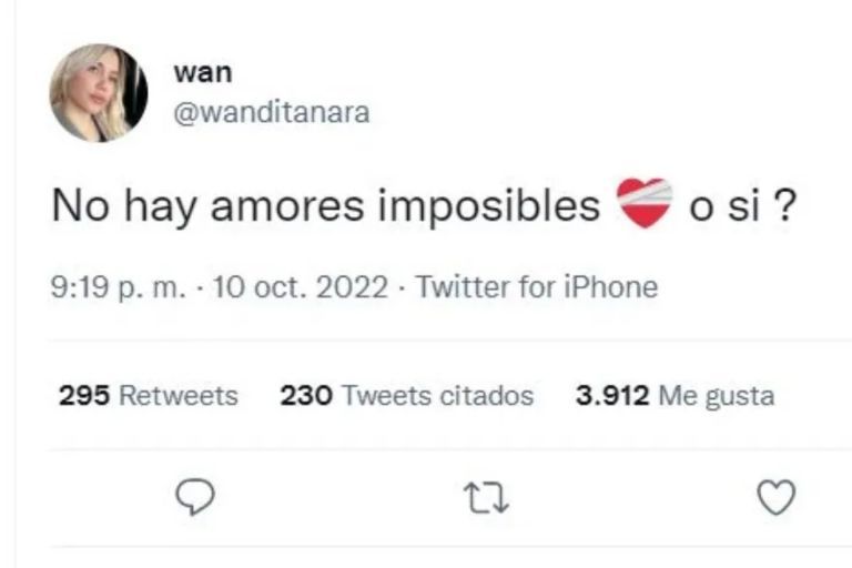 El mensaje de Wanda Nara en Twitter 