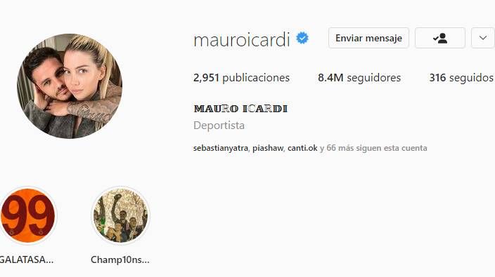 Perfil de Mauro Icardi en Instagram