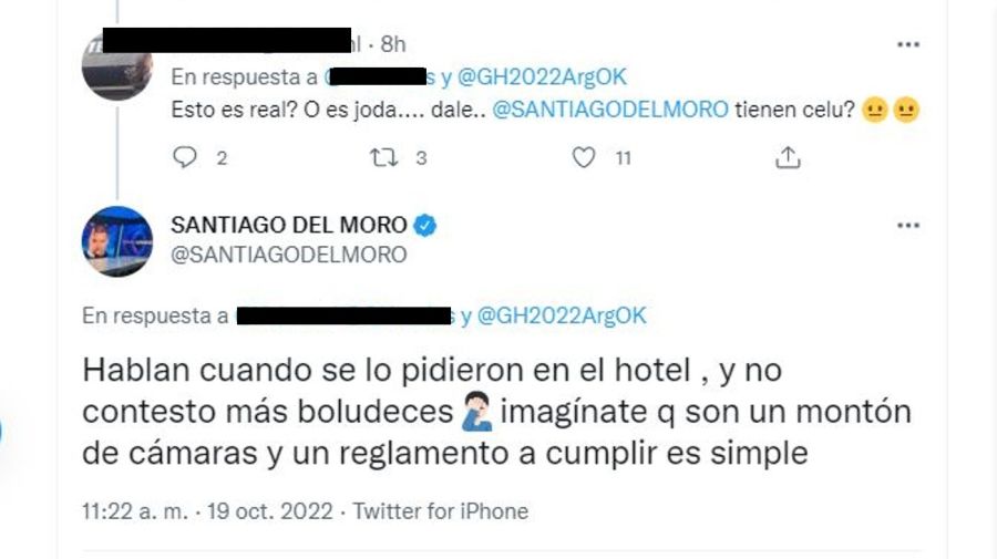 Santiago del Moro rumor celular casa Gran Hermano