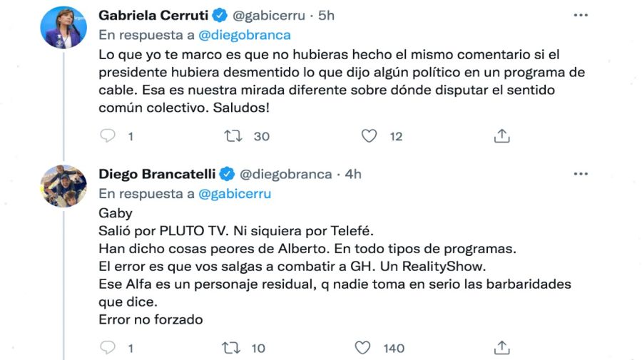 Diego Brancatelli contra Gabriela Cerruti