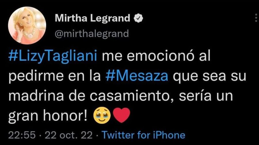 Propuesta Lizy Talgiani a Mirtha Legrand