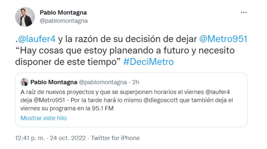 Laurita Fernández abandona Radio Metro