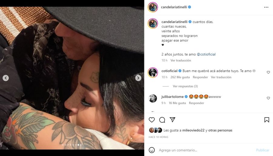 Cande Tinelli le dedicó un romántico mensaje a Coti por su aniversario