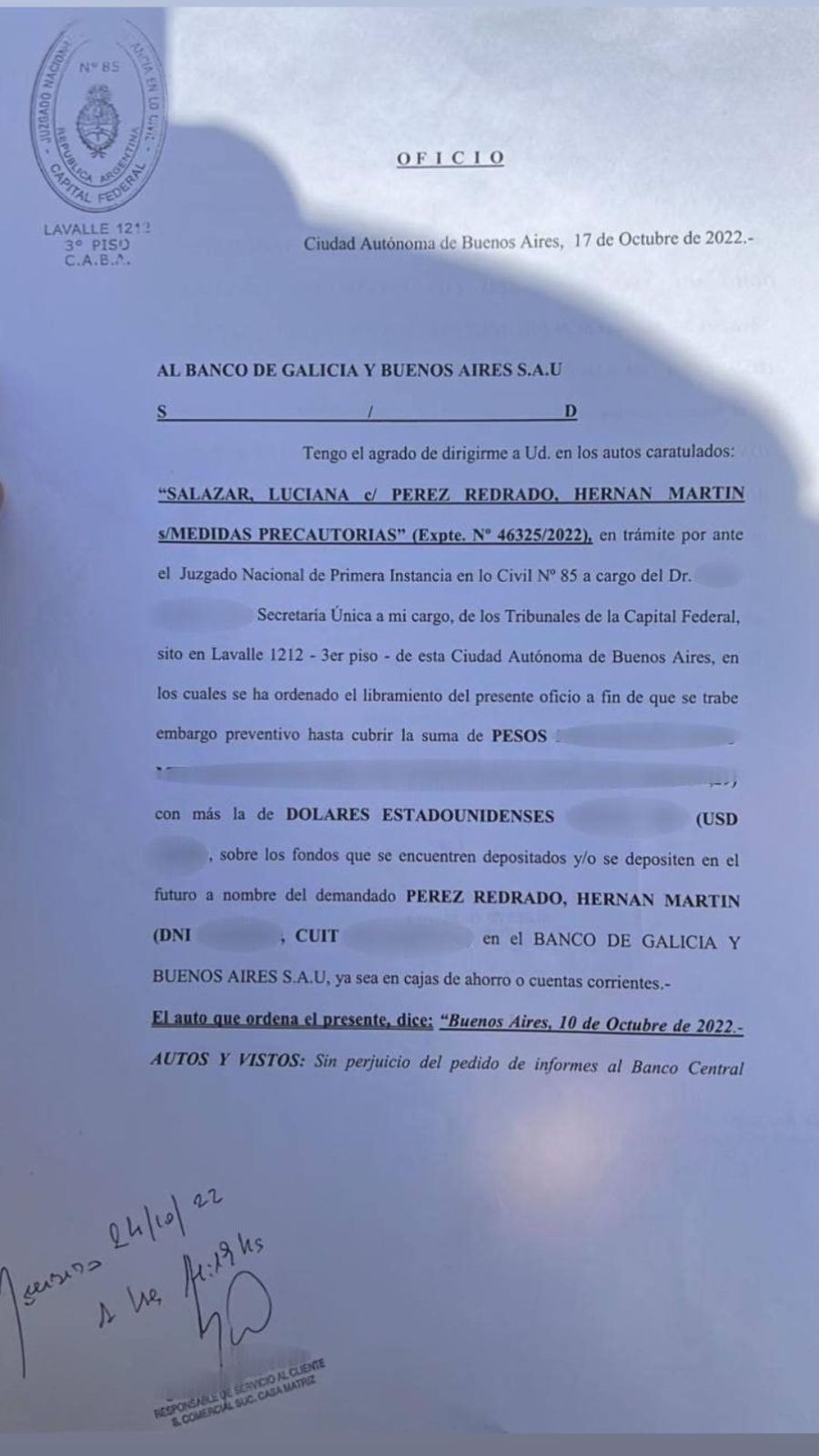 La justicia falló a favor de Luciana Salazar y autorizó el embargo a Martín Redrado 