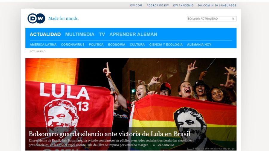 20221031 Medios internacional reflejan la victoria de Lula Da Silva sobre Bolsonaro.