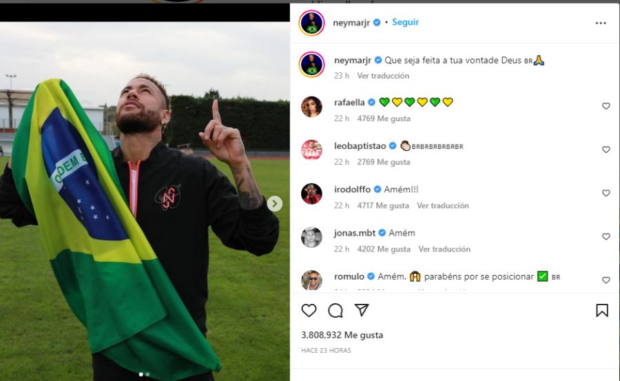 El posteo de Neymar durante las elecciones en Brasil 20221031
