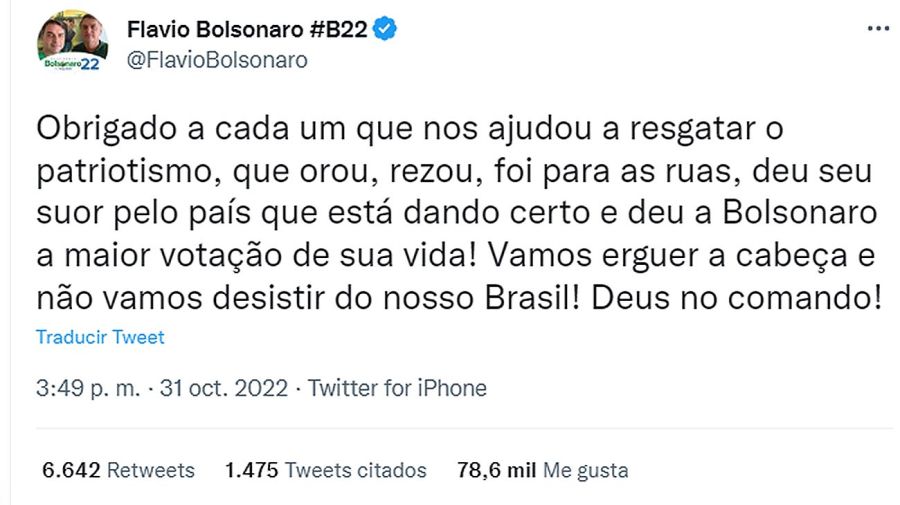 Tuits de Flavio Bolsonaro 20221031