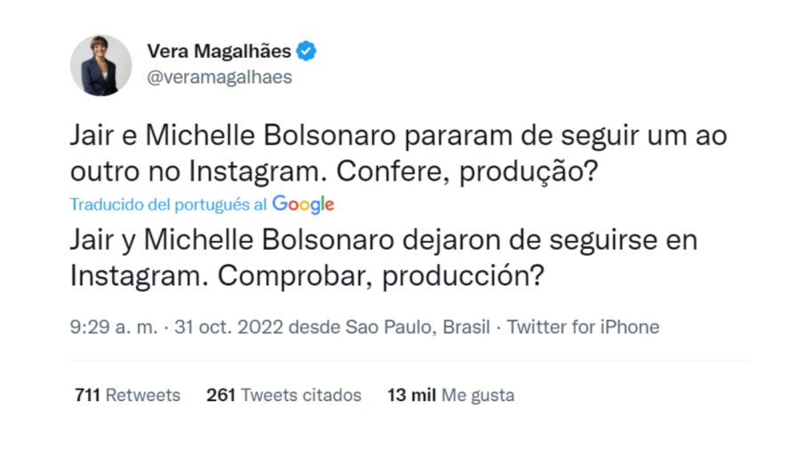 Rumores de crisis en el matrimonio Bolsonaro