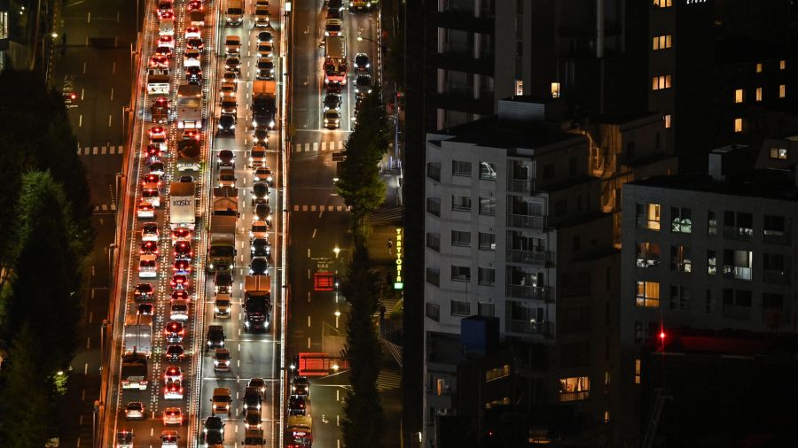 Fotogaleria Esta imagen aérea muestra el tráfico abriéndose paso desde Roppongi en dirección a la zona de Shibuya en Tokio