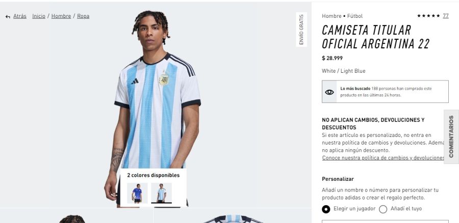 Mundial de Qatar 2022: cuánto sale la camiseta oficial de la Selección argentina