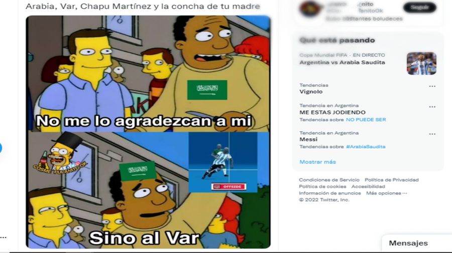 20221122 Memes de Argentina-Arabia Saudita.