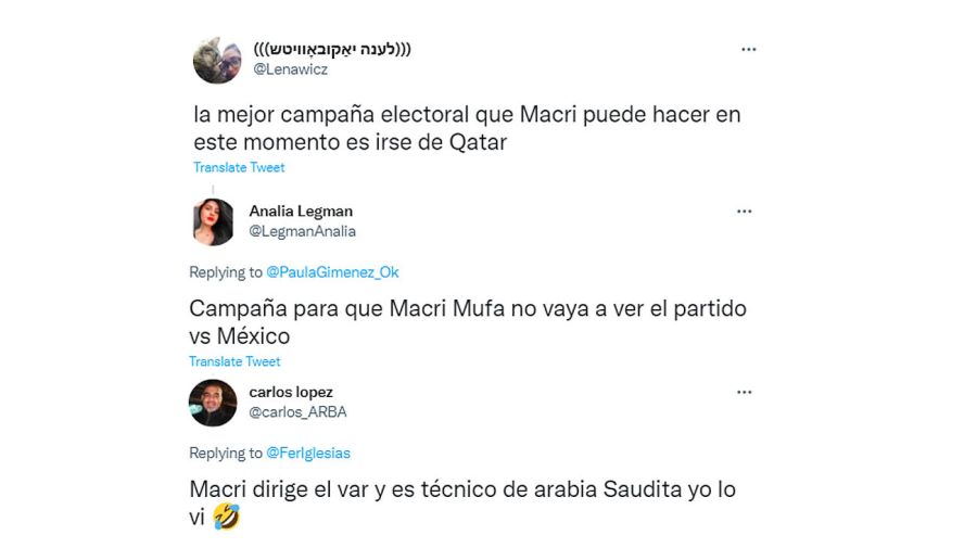 Tweets en referencia a Macri en Qatar