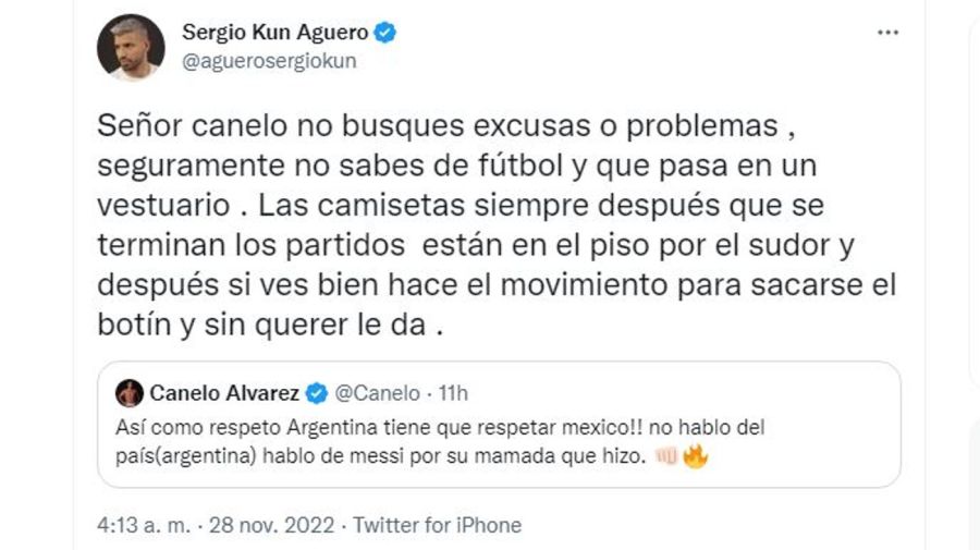 mensaje Kun Aguero contra Canelo