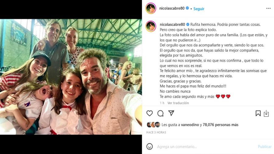 La foto de Nicolás Cabré junto a la China Suárez y su hija Rufina: 