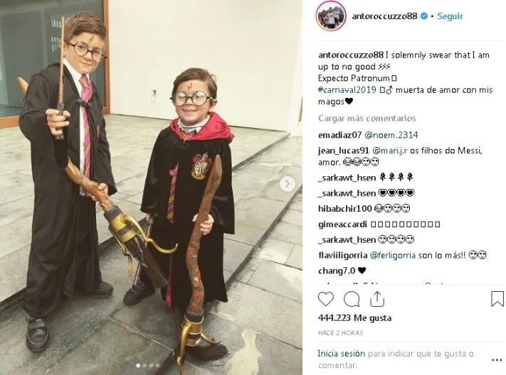 Antonela Roccuzzo disfrazó a sus hijos de Harry Potter