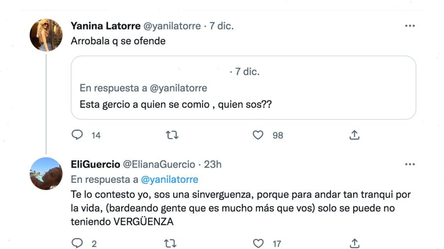 Eliana Guercio contra Yanina Latorre 