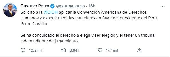 Petro sobre la crisis en Perú