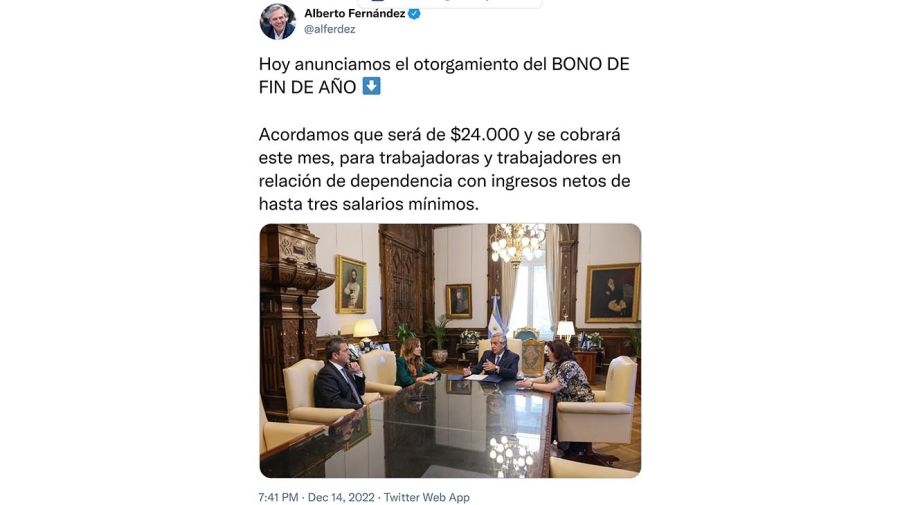 Alberto Fernández tuit 20221214