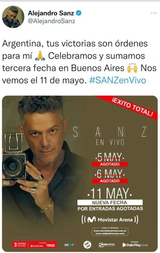 Ale Sanz en twitter