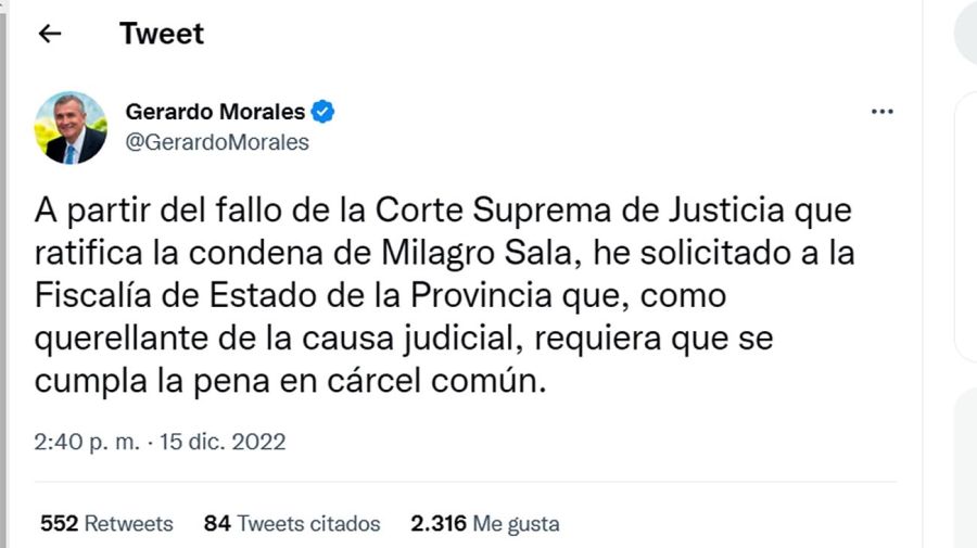 Gerardo Morales Tweet 20221215