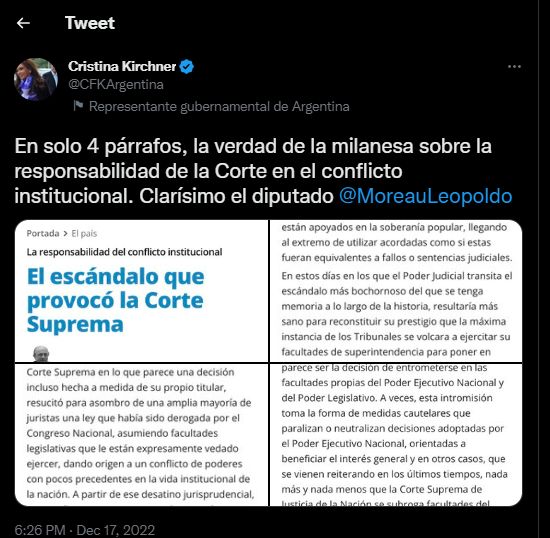 Cristina Kirchner twitter