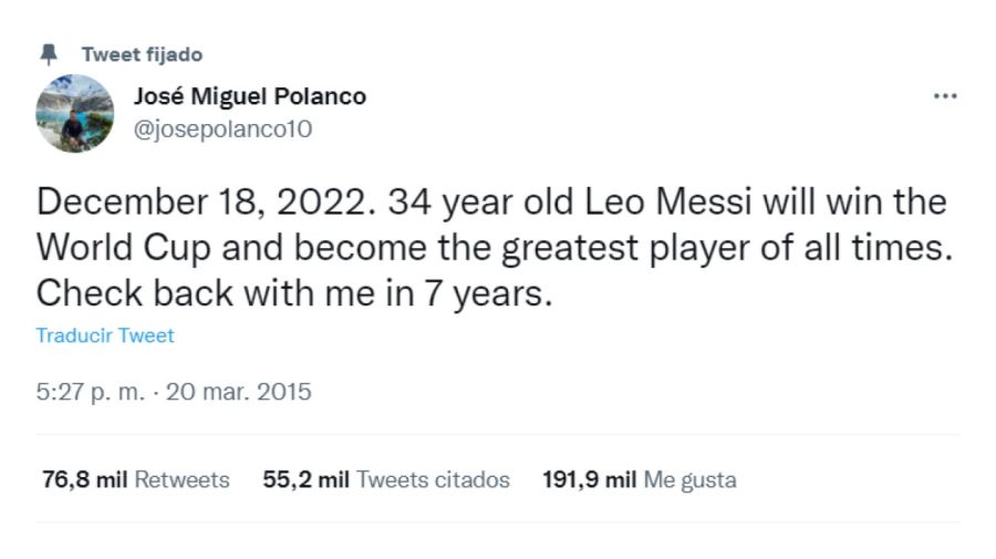 Tuit que predijo el triunfo de Lionel Messi