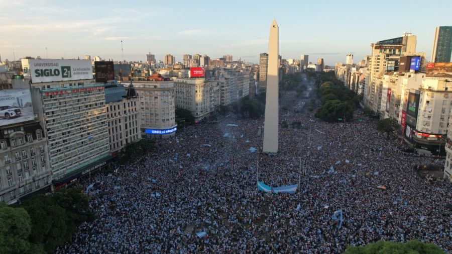 Celebrations at the Obelisk in the wake of Argentina's World Cup win.