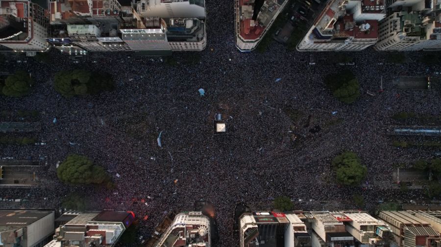 Celebrations at the Obelisk in the wake of Argentina's World Cup win.