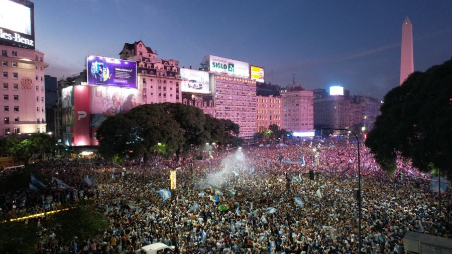 Celebrations at the Obelisk in the wake of Argentina's World Cup win.