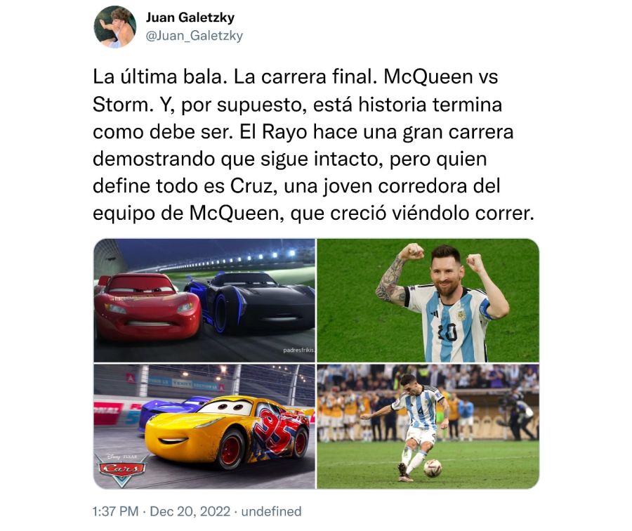 Paralelismo entre Messi y Cars 3 20221222