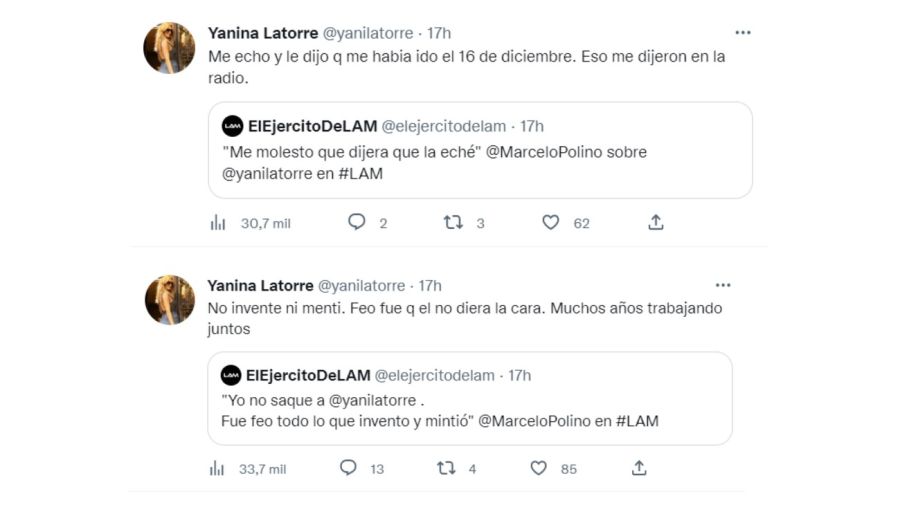Yanina Latorre contra Marcelo Polino