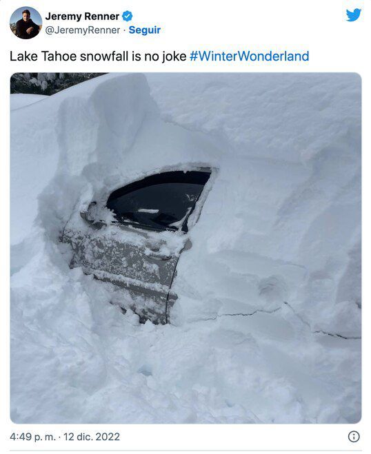 La nieve aquí no es broma. El twit de Jeremy Renner