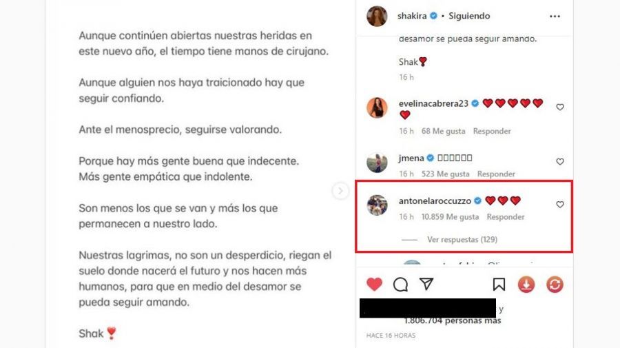 Antonela Roccuzzo se solidarizó con Shakira tras su posteo contra Piqué