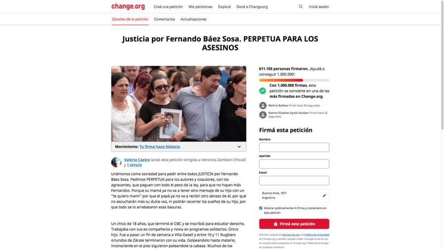 Justicia por Fernando Báez Sosa. PERPETUA PARA LOS ASESINOS
