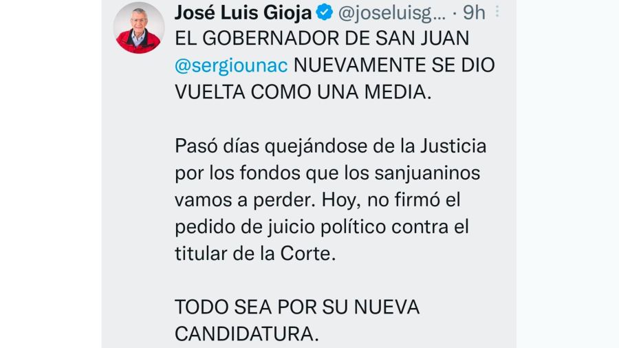 José Luís Gioja tuit