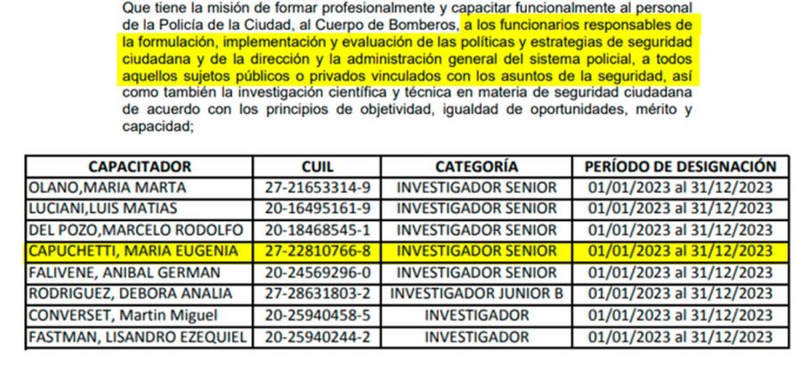 Parte del documento que publicó el ministro de Justicia Martín Soria, sobre la relación laboral entre la jueza Capuchetti y el gobierno porteño.