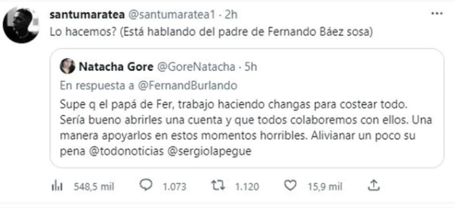 Tweet de Santiago Maratea 20230106