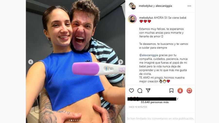 Melody Cruz y Alex Caniggia embarazo
