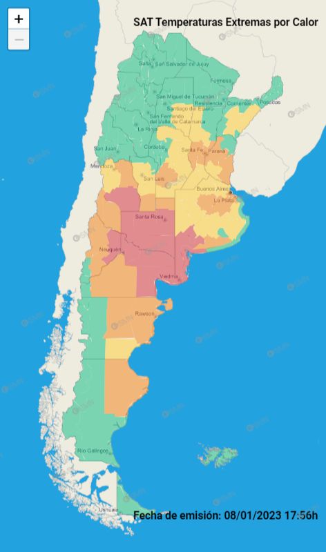 Mapa de temperaturas extremas