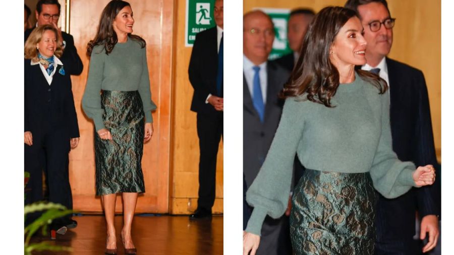 Queen Letizia with a sober but impressive look from designers from her country.