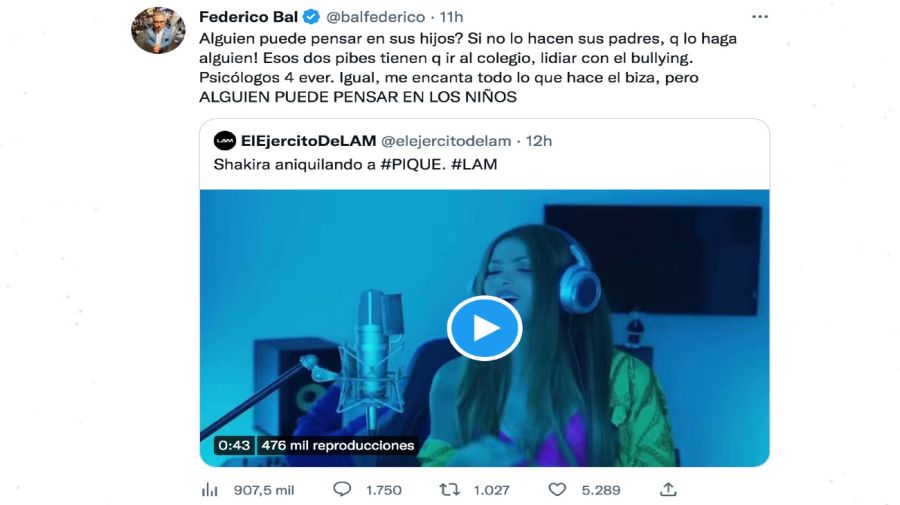 Federico Bal contra Shakira por la canción