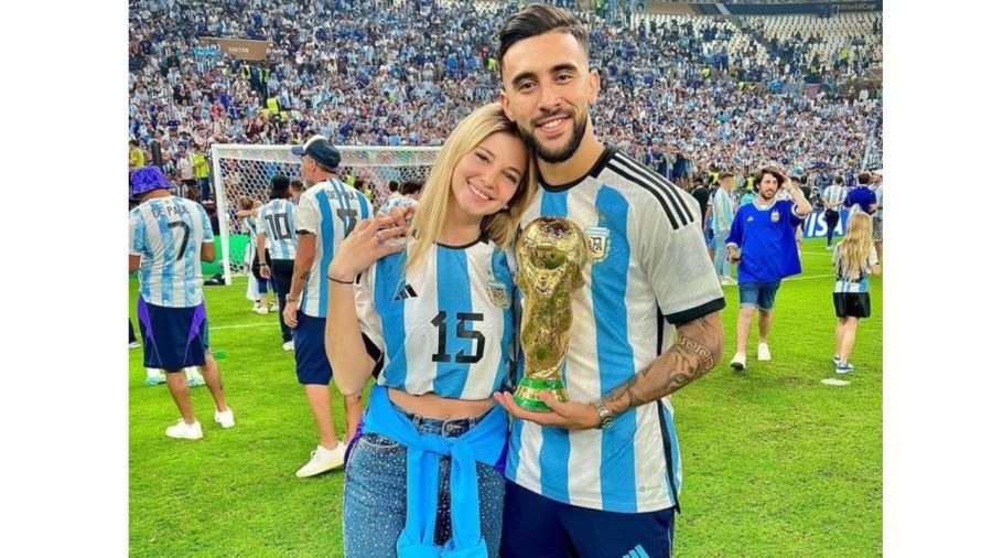 Nicolás González y su novia Paloma en el Mundial de Qatar