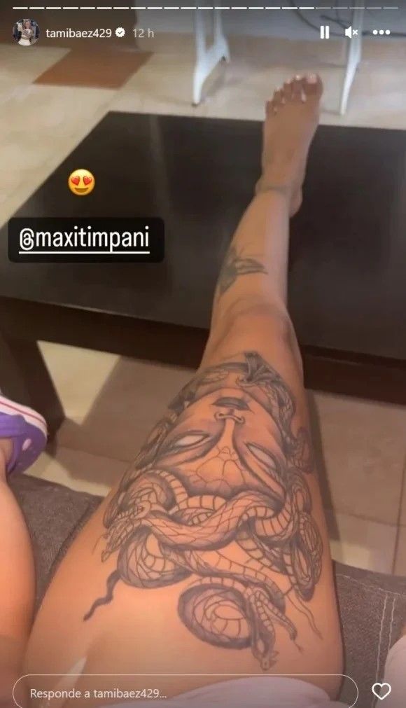 Tamara Báez se hizo un enorme tatuaje en su pierna que tiene un particular significado